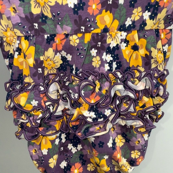 Ruffle Butts Purple Floral Baby Romper - Picture 3 of 4